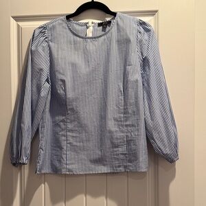 J. Crew Blue and White Striped Blouse